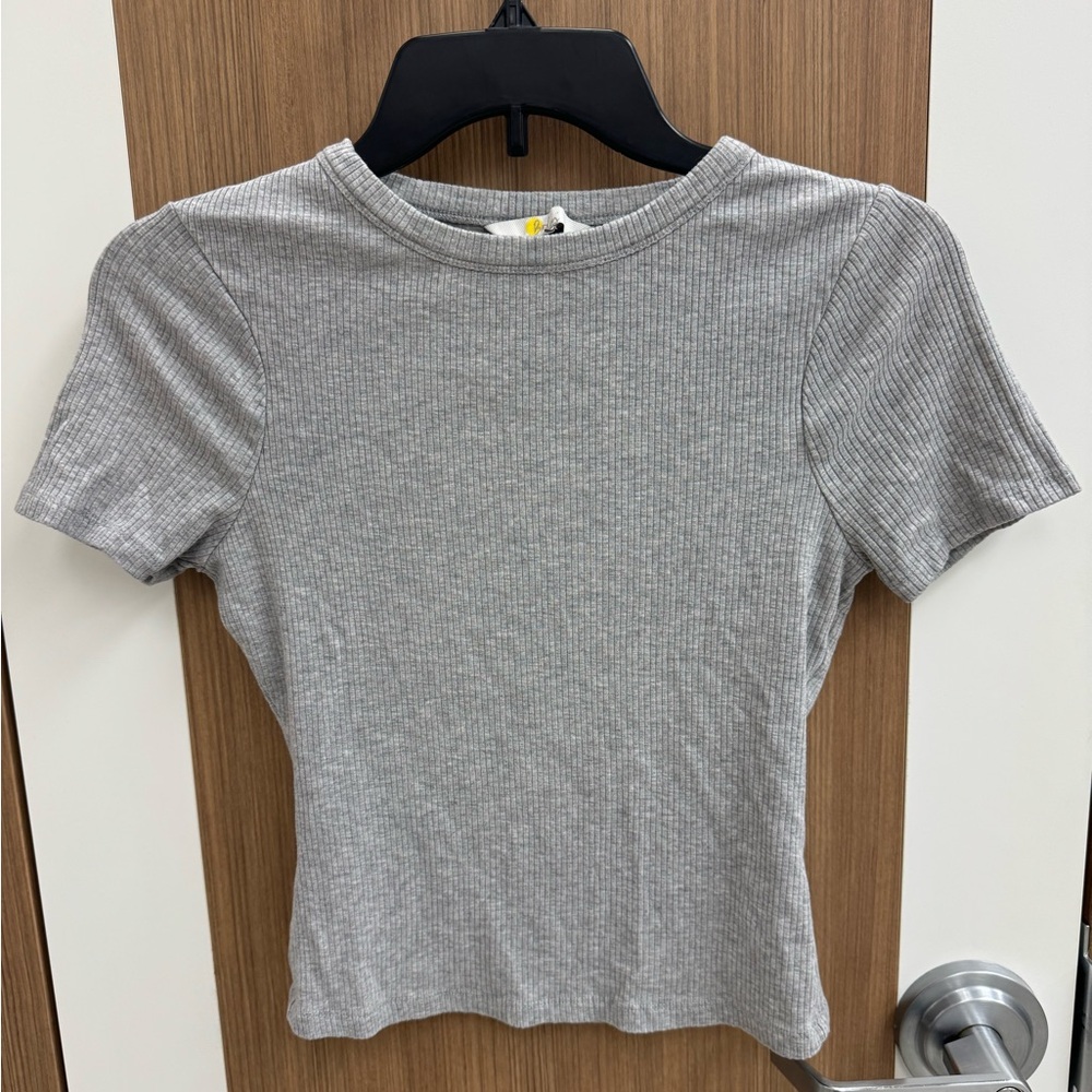 Boden‎ Gray Ribbed Short Sleeve Top